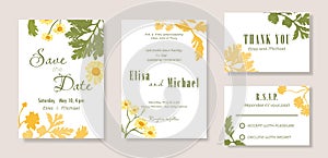 Floral set with a wedding celebration layout