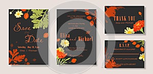 Floral set with a wedding celebration layout