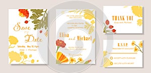 Floral set with a wedding celebration layout