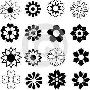 Floral Silhouette Vector Set â Simple Black and White Flower Designs