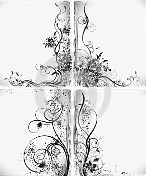 Floral silhouettes, element for design, vector