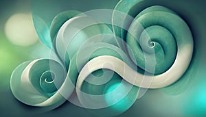 Floral spiral abstract ornament blue green twirl AI generated