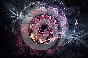 Floral spiral galaxy abstract dream flame. Generate Ai