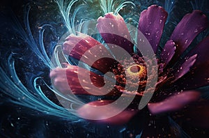 Floral spiral galaxy abstract twirl magic. Generate Ai