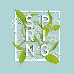 Floral Spring Design Template for Card, Sale Banner, Poster, Placard, Cover, T-shirt Print. Background with Lily Flowers