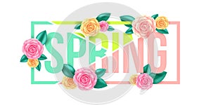 Floral Spring Graphic Design.Spring letter with flowers