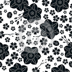 Floral spring seamless vector background