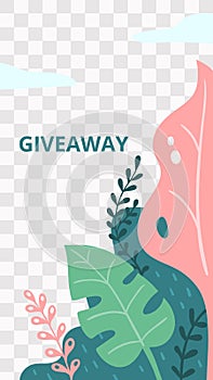 Floral story. Garden flora giveaway social media story template