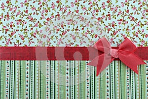 Floral and stripe fabric with ribbon