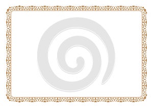 Floral style gold frame for certificate or book page border