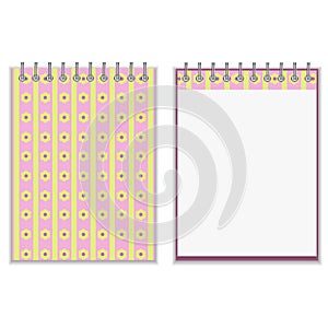 Floral style pink and yellow notebook cover design