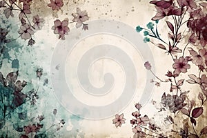 Floral style textures on old paper background - perfect background with space