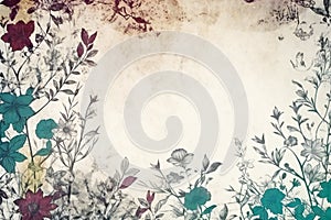 Floral style textures on old paper background - perfect background with space for text or image