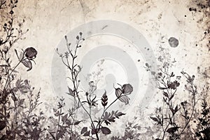 Floral style textures on old paper background with space for text or image