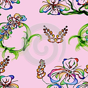 Floral Stylish Wallpaper, Seamless Pattern