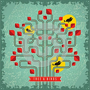 Floral summer background. Tree