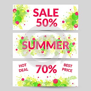 Floral summer sale web banners.