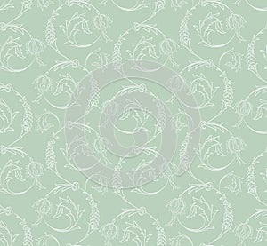 Floral swirls seamless pattern