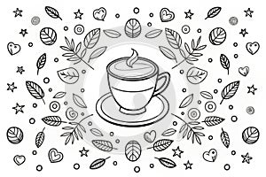 Floral Tea Cup Coloring Page