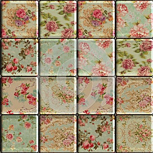 Floral tile seamless texture in shabby chic style