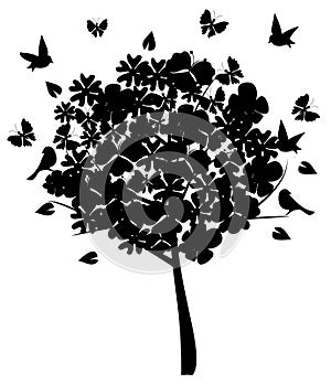 Floral tree silhouette