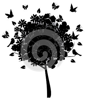 Floral tree silhouette