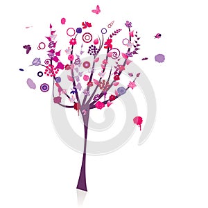 Floral tree silhouette