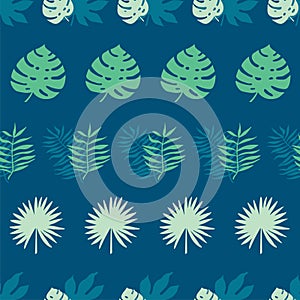 Floral tropical seamless pattern. Lined up palm leaves. Vector texture.