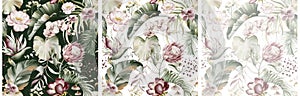 Floral tropical watercolor pattern.
