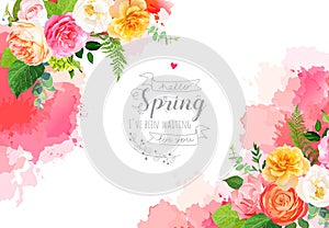 Floral vector design horizontal frame.