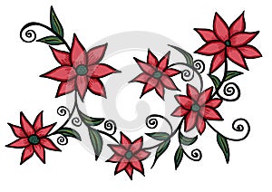 Floral vector drawing on white background for use with content creation