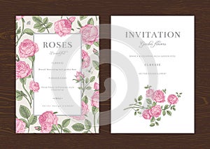 Floral vector vertical vintage invitation. photo