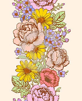 Floral vertical seamless pattern.