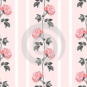 Floral vertical seamless pattern with roses