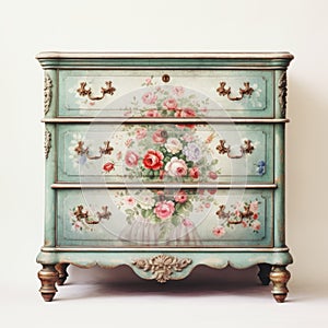 Floral Vignette Chest Of Drawers - Majestic Romanticism With Elaborate Details