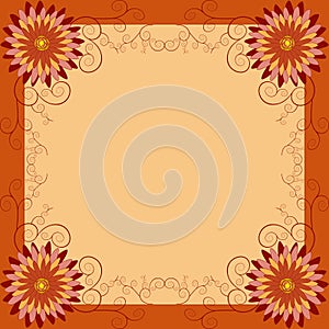 Floral vintage background with flowers and swirls