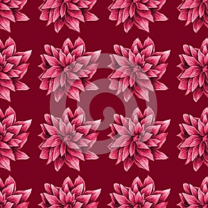 Floral vintage seamless pattern on burgundy background for fabrics, scrapbooking, wrapping