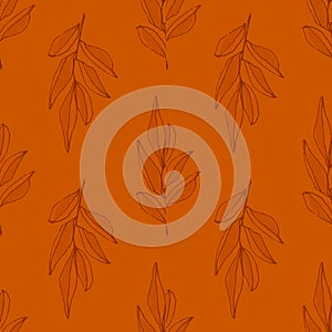 Floral vintage seamless pattern on burnt orange background for fabrics, scrapbooking, wrapping