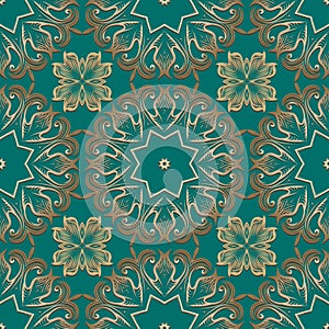 Floral vintage seamless pattern. Vector colorful Baroque style background. Repeat ornamental patterned backdrop. Beautiful flowery