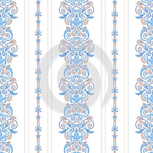 Floral wallpaper. Classic Baroque floral ornament. Seamless vintage pattern