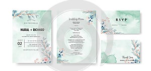 Floral water color wedding invitation card template