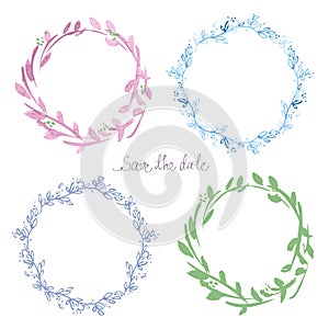 Floral watercolor frames set