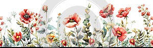 Floral Watercolor Illustration: Colorful Blooms in Vibrant Hues