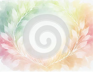 Floral watercolor vignette frame background with pastel flowers