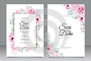 Floral watercolor wedding inviation card template