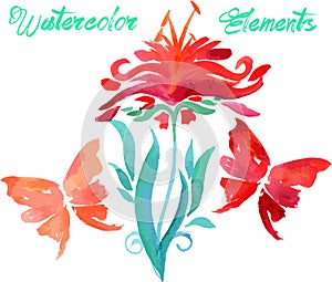 Floral watercolored graphic elements photo