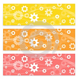 Floral and waves cute banner set
