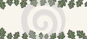 Floral web banner with drawn color leaves. Nature concept design. Modern floral compositions with summer branches