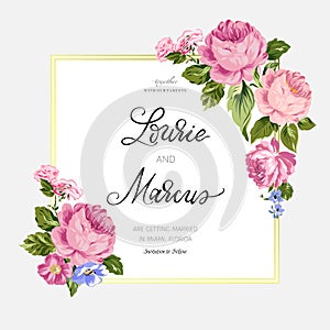 Floral wedding card. Romantic invitation. Vector