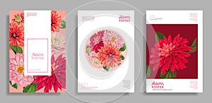 Floral Wedding Design. Flowers Layout Background Set for Poster, Brochure, Invitation, Greeting Card, Web Banner, Cover